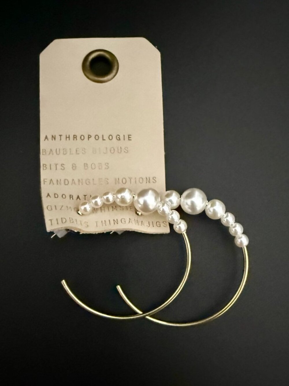 Anthropologie Large Pearl Hoop Earrings